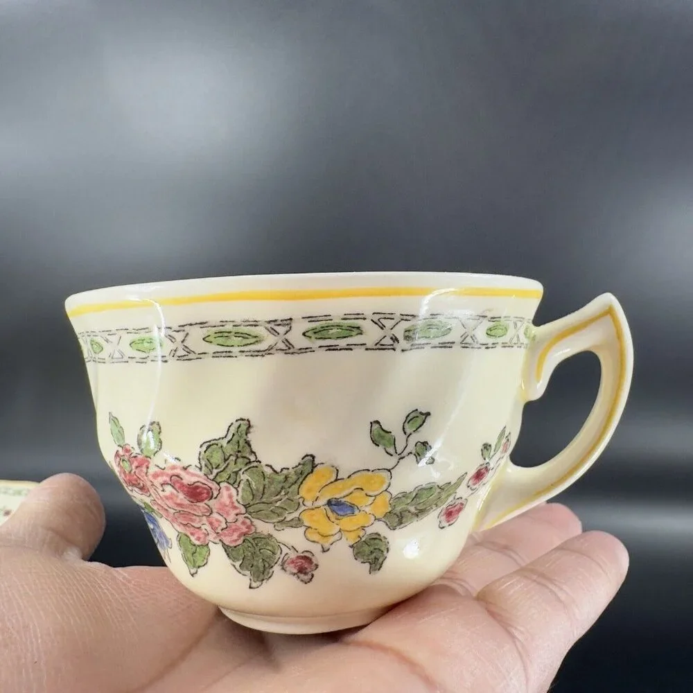 Antique Royal Doulton The Cavendish‎ Porcelain Teacup And Saucer Set England VTG